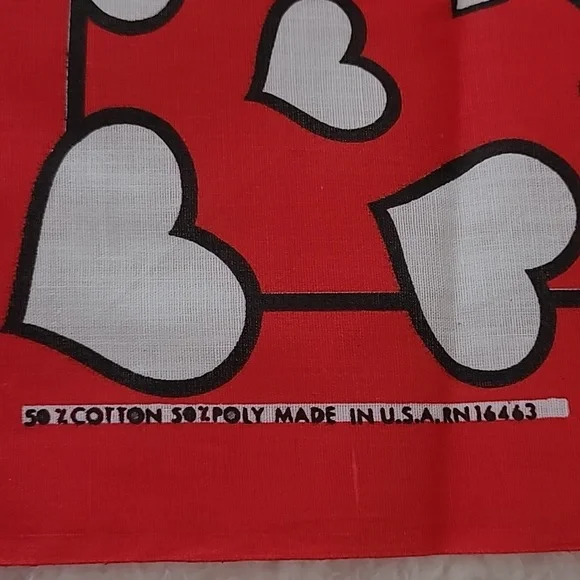 Vintg 80s Disney Bandana Scarf Woronowicz S River NJ RN16463 Mickey Mouse Hearts - Picture 6 of 8